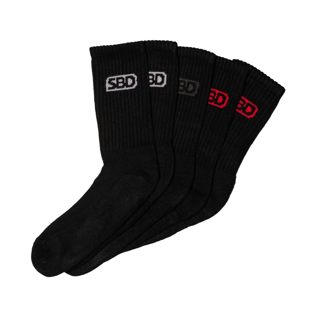 SBD Crew črne nogavice - 5 parov (crew socks 5pack)